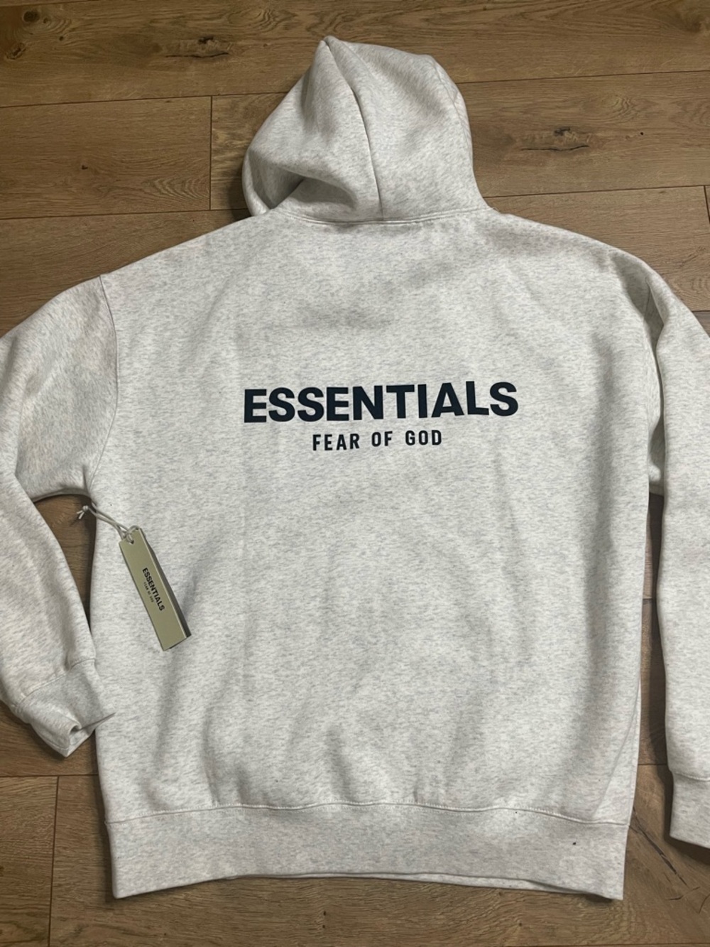 Essentials Fear of God Light Oatme Hoodie with Black Logo Unisex size Small - Picture 8 of 16